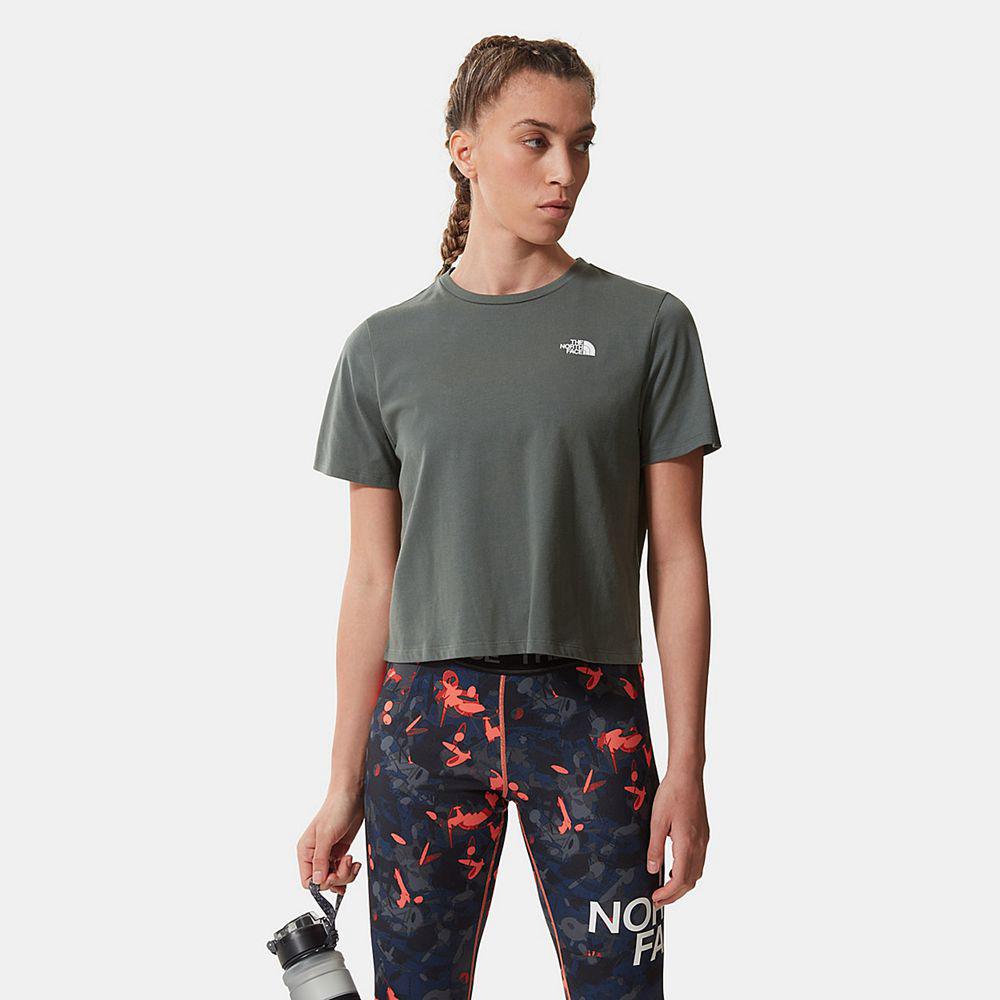 The North Face Foundation Cropped Γυναικεια T Shirt - Πρασινο (QVUF03614)